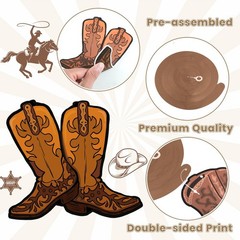 CowThemed Hanging Decor, 60PCS Swirls Boot Banner, Party Supplies