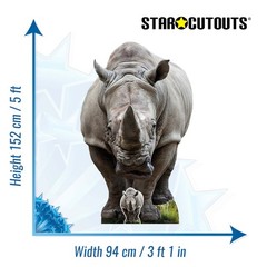 Rhinoceros Animal Cardboard Cutout 152cm Tall with Free Mini Standee Wildlife