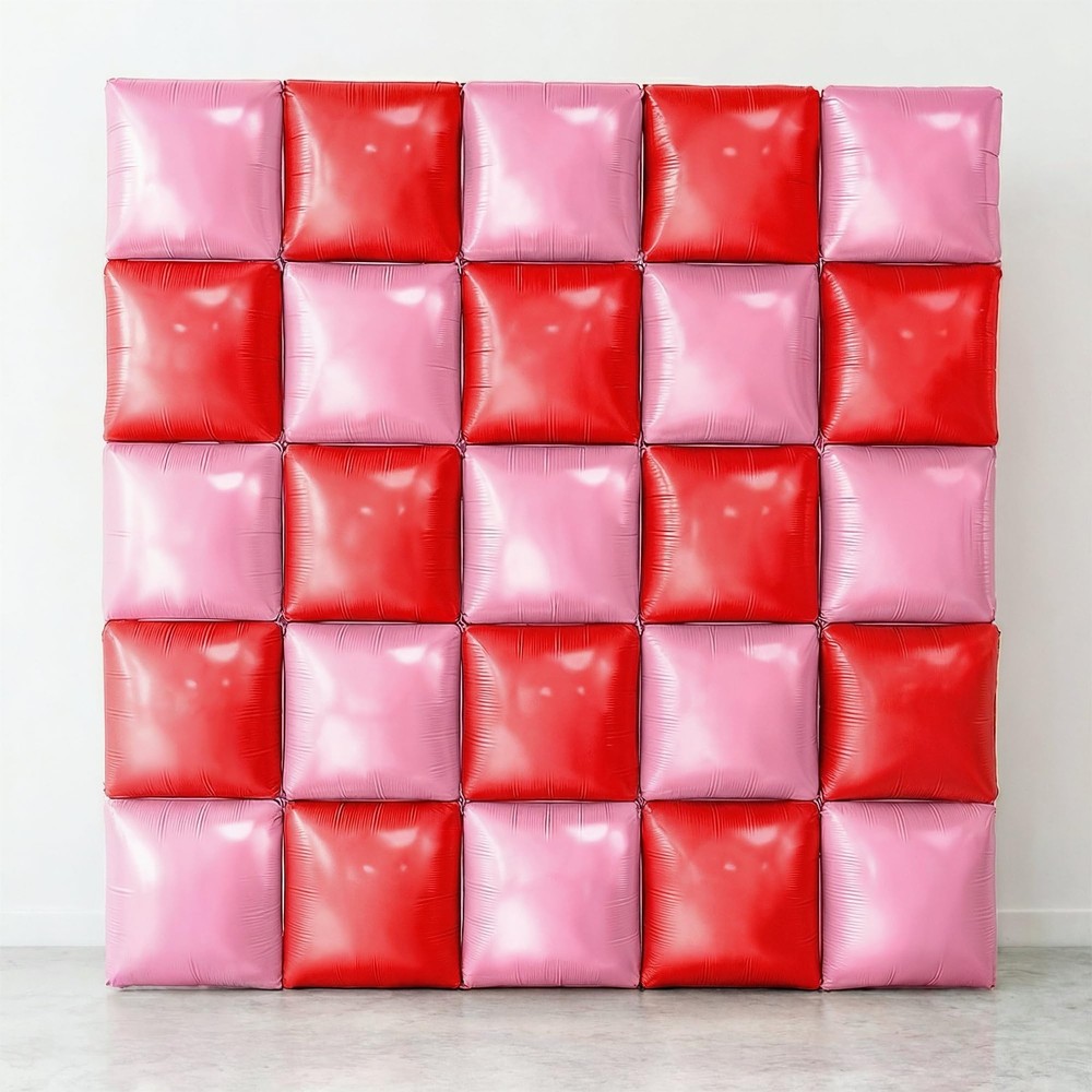 , Red and Pink Square Foil Balloons – 19 Inches, Pack of 25 | Galentines Day …