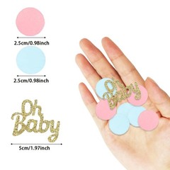 300 PCS Gender Reveal Confetti Pink Blue Round Paper Table Baby Shower Decor