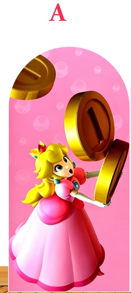 Pink Princess Peach Arch Backdrop Cover Birthday Party Background Decorations