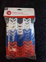 American Independence Red White Blue Star Party Funglasses Eyewear 12pc One Size