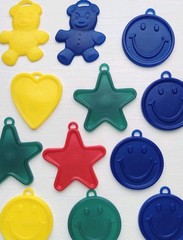 Vintage 1991 Plastic Charm Weights/Bright Multi Colored 12 Pack/Pre-Loved