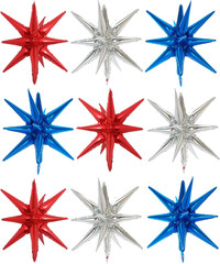 9PCS Blue Red White Explosion Balloons for Independence Day – 22″ 4Th of July Sp
