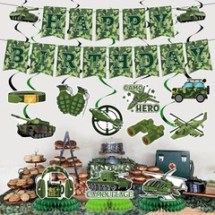 Camo Birthday Party Decorations – 13PCS Army Party Decorations Set Military Them
