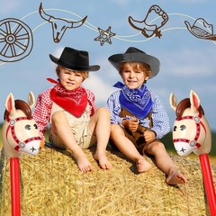 Cosplay Cowboy Party Hats Black Paisley Bandanas Inflatable Horses
