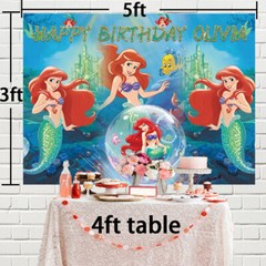 Ariel Princess Personalised Custom Banner Backdrop Party Supplies Birthday Gift
