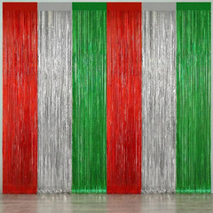 2Pack Silver Metallic Tinsel Foil Fringe Curtains, Door Streamer Photo Booth Bac