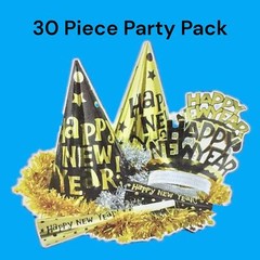 New Years Eve Party Supplies 30 pc Gold Silver Happy New Year Hats Tiaras Horns