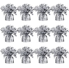 Silver Balloon Weights, Heavy Balloon Weight Pack of 12 Metallic Foil Weights…