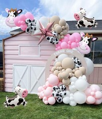 Pink Cow Balloon Garland Kit Cow Print and Pastel Pink White Tan Cowgirl Ball…