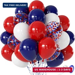 Red White and Blue Balloons – 60pcs 12″ Navy Blue and Red and White Party Balloo