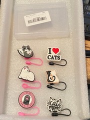 6 Silicone Straw Cover Caps (Cats Theme) *New/Open Package* bb1