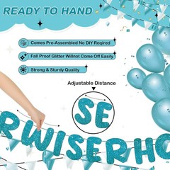Funny Teal Glitter Birthday Banner Set – Pre-Strung for Effortless Celebrations