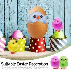 12 Multicoloured Easter Chicks Plush Fluffy Chickens Egg Hunts Kids Bonnet Decor