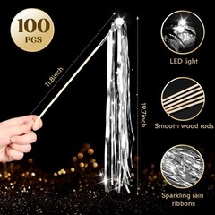 100 pcs Wedding Wands Light up with LED Tinsel Wedding Streamers for Wedding …
