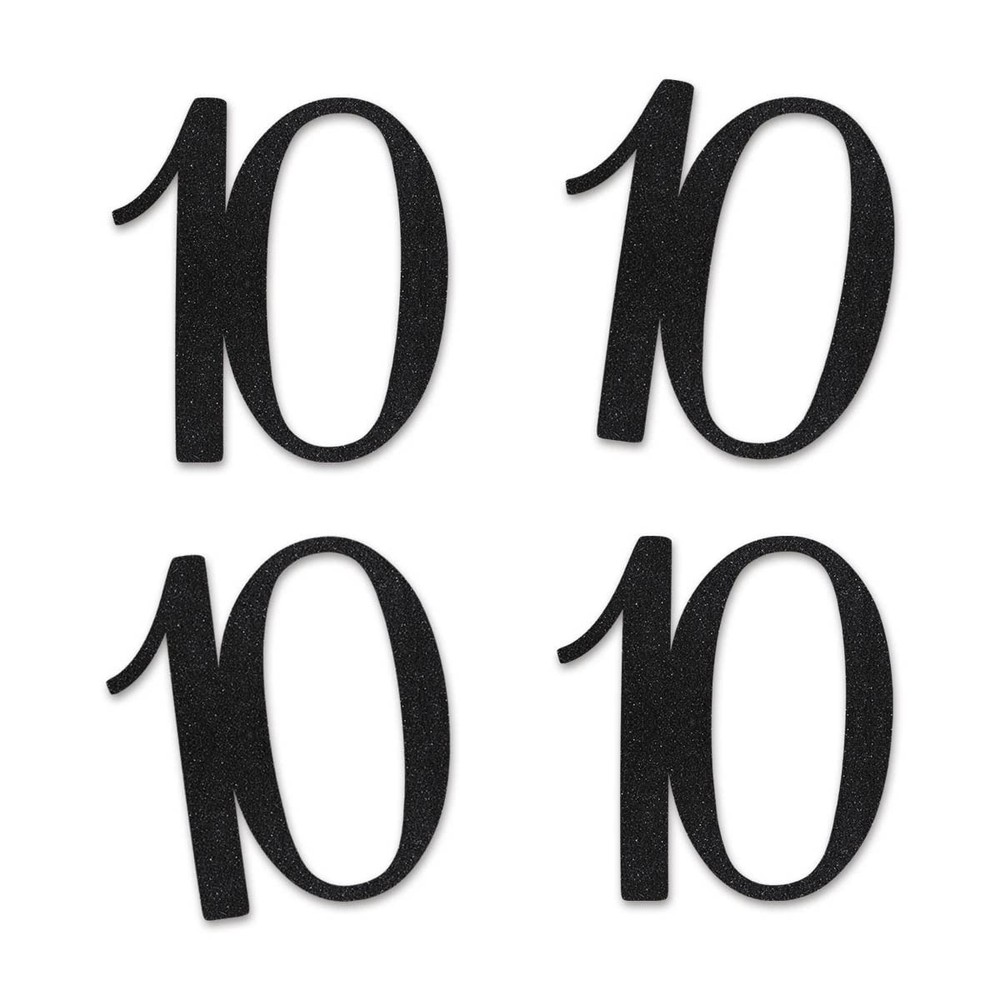 Black Glitter 10 CutOut Numbers 10th Birthday Party Anniversary Decoration