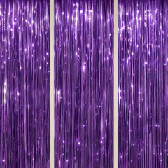 DECOCKRAT 3 Pack Foil Fringe Backdrop – Purple Shiny Tinsel Curtains for Party D