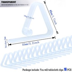 16PCS Clear Plastic Tablecloth Clips,Transparent Clear Tablecloth Clips, Plas…