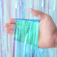 3 Pack 3.3×8.2 Feet Neon Iridescent Foil Fringe Backdrop Curtains, Tinsel Str…