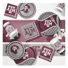Texas A&M Party Kit for 8 Cups napkins, plates tablecover tailgate NCAA college