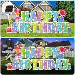 25 Pcs Extra Large 19.7 Inch Happy Birthday Yard Signs with Solar LED Light…