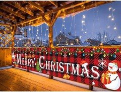 Large Merry Christmas Banner Outdoor Xmas 120 inches by 20 inches, Multicolor