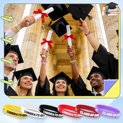 48PCS Class of 2026 Graduation Silicone Bracelets Bulk Congrats Grad Rubber Band
