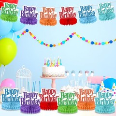 12Pcs Happy Birthday Red, Orange, Purple, Blue, Light Green