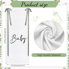 5 x 2 ft Baby Shower Backdrop Banner with Sage Green Bow Baby Shower Party
