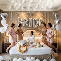 40in Silver BRIDE Balloons, Bridal Veil, Sash & Heart Balloons – Bachelorette De