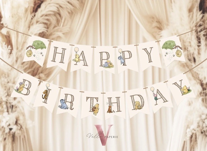 Vintage Winnie The Pooh Birthday Banner Classic Party Sealed
