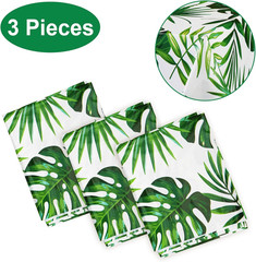 3PCS Hawaii Palm Leaves Tablecloths for Hawaiian Party Decoration, Luau Disposab