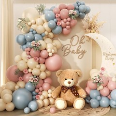 Gender Reveal Balloon Arch Garland Kit 144pcs, Dusty Pink and Blue Sand White…