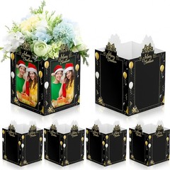 6 PCS Black Birthday Photo Picture Cubes Centerpieces For Tables 6/7 Inch