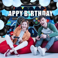 34 Pieces Gamer Birthday Decorations Video Game Party Supplies Set Including Hap