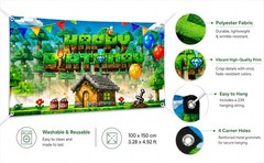 Pixel Birthday Party Decorations Party Supplies Set Including Backdrop Tableware
