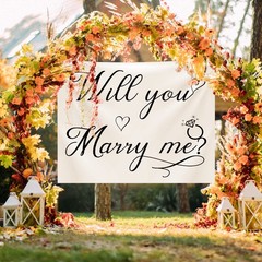 Will You Marry Me Tapestry Marry Me Sign Proposal Banner Wall Hanging Hand Le…