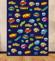 PARTY SCENE SETTER CARTOON SUPER HERO BACKDROP LARGE DIGITAL PRINT BACKGROUND