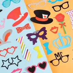 Toy Photo Booth Props 66 Pieces，Multicolor Kit for Graduation Wedding Party S…