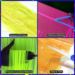 6Pack Neon Tinsel Fringe Table Skirts, 31.5″X118″ for Parties and Events
