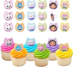 DreamWorks Gabby’s Dollhouse Cupcake Rings 24 Pack for Birthday Parties