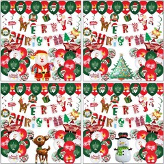 Fecedy MERRY CHRISTMAS Hanging Paper Banner Swirl Streamers Latex Balloons Decor