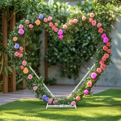 Heavy Duty Heart Wedding Arch Dual Support Flower Balloon Backdrop Stand Decor