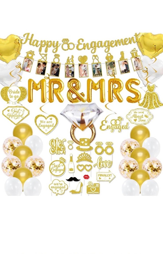Engagement Party Decorations – Gold Engagement Congratulations Decor, HAPPY ENGA