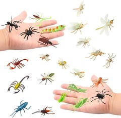 Insect Toy Figures for Kids – 24pcs, 2-4′ Fake Bugs – Spiders, Cockroaches, Scor