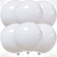, White Mylar Balloons – 22 Inch, Pack of 6 | Round White Foil Balloons for B…