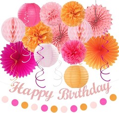 Hot-Pink Orange Fall Birthday Party-Decorations – 21pcs Autumn Women Peach Ha…