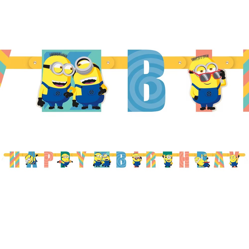 Fun Express Despicable Me 4 Minions Happy Birthday Jointed Banner, 6 ft. x 5″