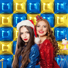 25PCS Blue Gold Square Foil Balloons Wall Backdrop Double Sided Deep Blue Gold B